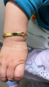 18K Custom Baby Kids Bar Engraved Bracelet