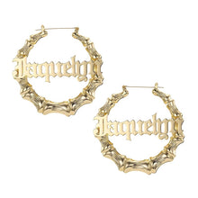Load image into Gallery viewer, 18K Custom Bamboo Hoop Earrings