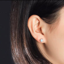 Cargar imagen en el visor de la galería, 18K Rose Gold Plated Round Opal Stud Earrings