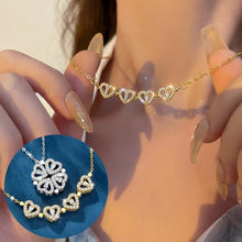 Load image into Gallery viewer, Clover 4 Heart Magnet Charm Necklace
