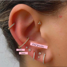 Load image into Gallery viewer, Surgical Steel Ball Screw Back CZ Diamond Stud Earrings