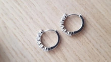 Load image into Gallery viewer, S925 Sterling Silver 6 Stone Diamond Hoop Earrings
