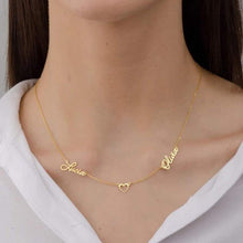 Cargar imagen en el visor de la galería, 18K Custom 2 Name Heart Necklace