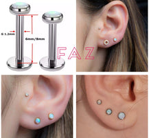 Load image into Gallery viewer, 316L Opal Stud Earrings Lip Nose Labret 16G