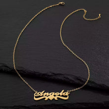 Load image into Gallery viewer, 18K FAZ Bold Heart wave Name necklace