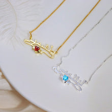 Load image into Gallery viewer, 18K Heart Stone Wave Name Necklace in any Language