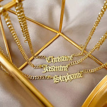 Load image into Gallery viewer, 18K Bold Cuban Custom Name Necklace-Old English Font 5mm Cuban