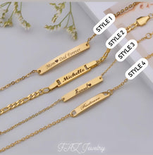 Load image into Gallery viewer, 18K Custom Baby Kids Bar Engraved Bracelet