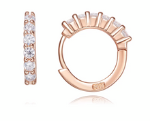 Load image into Gallery viewer, S925 Sterling Silver 6 Stone Diamond Hoop Earrings