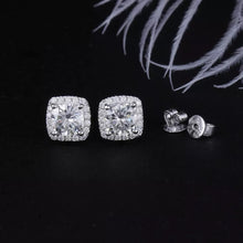 Load image into Gallery viewer, 18K GP Cushion Cut Bold CZ Bridal Stud Earrings