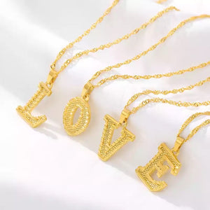 18K Gold Thick Letter Necklace