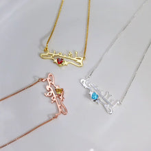 Load image into Gallery viewer, 18K Heart Stone Wave Name Necklace in any Language