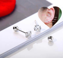 Load image into Gallery viewer, Hypoallergenic Ball Screw Back FAZ Diamond Stud Earrings