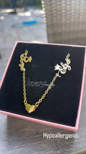 Load image into Gallery viewer, 2 Name Crown Heart Necklace