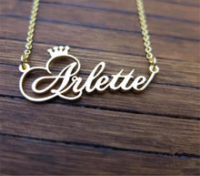 Load image into Gallery viewer, 18K Custom Name+Crown Necklace