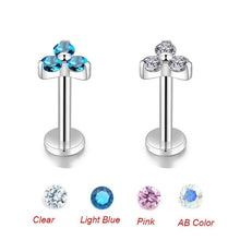 Load image into Gallery viewer, 316L Surgical Steel Labret 3 CZ Stone Triangle Cartilage Stud Earrings