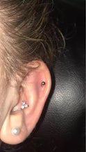 Load image into Gallery viewer, 316L Surgical Steel Labret 3 CZ Stone Triangle Cartilage Stud Earrings