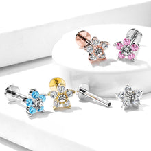 Load image into Gallery viewer, 1Pc Solid 316L Surgical Steel Labret Flower Leaf Cartilage Stud Earrings