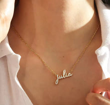 Cargar imagen en el visor de la galería, 18k Custom Name Necklace – Personalized Name Jewelry | Sterling Silver CZ Paved Stones
