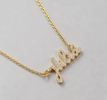 Cargar imagen en el visor de la galería, 18k Custom Name Necklace – Personalized Name Jewelry | Sterling Silver CZ Paved Stones
