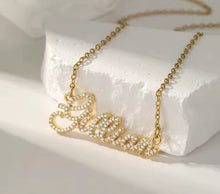 Cargar imagen en el visor de la galería, 18k Custom Name Necklace – Personalized Name Jewelry | Sterling Silver CZ Paved Stones
