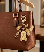 Load image into Gallery viewer, Custom 18K Gold Bag Charm/ Keychain – Personalized Name &amp; Charms Tag
