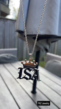 Load and play video in Gallery viewer, Men’s Double Plate Crown Name Necklace – FAZ Jewelry
