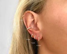 Load image into Gallery viewer, 18K GP Mini Cuff CZ 8mm Hoop Earrings

