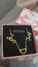 Load and play video in Gallery viewer, 18K Custom 2 Name Heart Necklace
