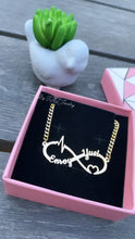 Load and play video in Gallery viewer, FAZ Custom Heartbeat Infinity Name Necklace Lifetime Warranty
