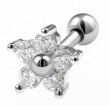 Load image into Gallery viewer, 316L Surgical Steel Mini Flower Cartilage Helix Tragus Earrings
