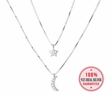 Load image into Gallery viewer, CZ Diamond Star Moon Double Layer Necklace
