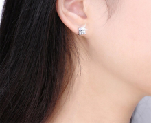 Cargar imagen en el visor de la galería, S925 Sterling Silver Filled Square Citrine Topaz CZ Diamond Stud Earrings (5mm)
