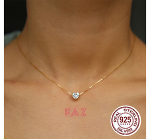 18K Gold Vermeil Heart ♡ Round Pendant Box chain Necklace