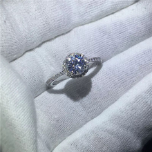 Charger l&#39;image dans la galerie, Solid S925 Sterling Silver Round Swarovski CZ promise engagement Wedding Ring Bridal Collection
