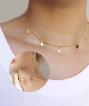 Charger l&#39;image dans la galerie, Solid 316L Stainless Steel 7 Star Pendant Choker Necklace 18K Gold Plated Charm Star Necklace
