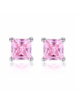 Load image into Gallery viewer, S925 Sterling Silver Filled Square Citrine Topaz CZ Diamond Stud Earrings (5mm)
