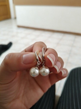 Charger l&#39;image dans la galerie, 925 Sterling Silver Plated 8mm Pearl Dangle Drop Bridesmaid Earrings
