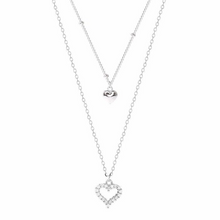 Cargar imagen en el visor de la galería, S925 Sterling Silver Filled Heart CZ Diamond Layered Heart Adjustable Length Choker Necklace Hypoallergenic
