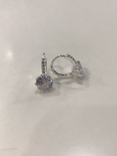 Cargar imagen en el visor de la galería, 925 Sterling Silver Plated Round CZ Diamond Hoop Earrings Bridal Collection
