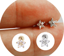 Load image into Gallery viewer, 316L Surgical Steel Mini Flower Cartilage Helix Tragus Earrings
