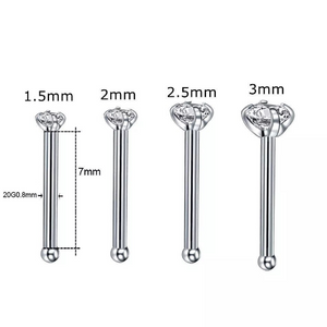 Solid 316L Surgical Steel 18K Gold Plated Mini Stud Earrings Nose Pin Bone twist Back CZ 1.5mm 2.0mm 2pc (PAIR) 20g