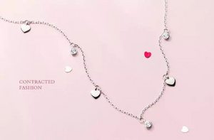 Heart Multi Charm CZ Diamond Choker Necklace