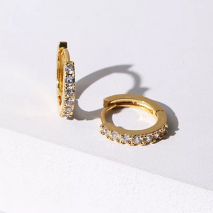 18K Gold Vermeil Faz Diamond mini Hoop Earrings