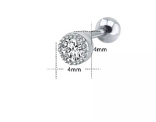 Load image into Gallery viewer, 316L Surgical Steel Ball Screw Back Earring 4mm Circle Heart Small Tiny Stud Earrings 16G Earrings Cartilage Tragus Helix
