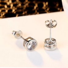 Cargar imagen en el visor de la galería, Solid S925 Sterling Silver Dainty Round CZ Pendant Charm Necklace Box Chain 5mm earrings Diamond Jewelry Set Bridal Collection
