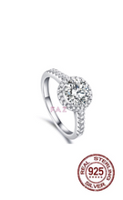 Charger l&#39;image dans la galerie, Solid S925 Sterling Silver Round Swarovski CZ promise engagement Wedding Ring Bridal Collection
