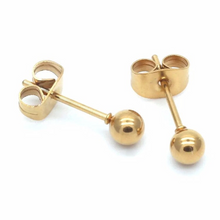 Load image into Gallery viewer, 18K Real Gold Plated Solid 316L Stainless Steel Ball Stud Earrings 1 PAIR (2pcs)
