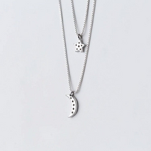 Load image into Gallery viewer, CZ Diamond Star Moon Double Layer Necklace
