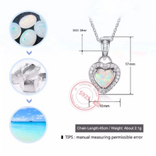 Charger l&#39;image dans la galerie, Genuine Solid 925 Sterling Silver Heart Opal chain charm Choker Necklace with Gold plated Heart Opal Stud Earrings Bridal Jewlery Set
